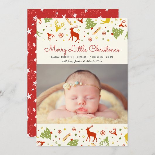 メリーリトルクリスマス新生まれベビー第クリスマス シーズンカード (正面/裏面)