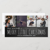 メリーリトルクリスマス4枚の写真の黒板 シーズンカード (正面/裏面)