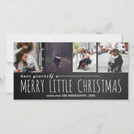 メリーリトルクリスマス4枚の写真の黒板 シーズンカード