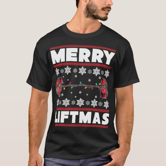 メリーリフおもしろいトマスクリスマスジムトレーニングフィットネス Tシャツ (正面)