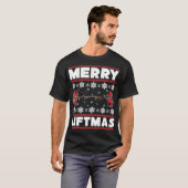 メリーリフおもしろいトマスクリスマスジムトレーニングフィットネス Tシャツ (正面フル)