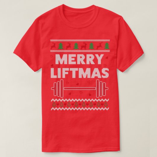 メリーリフツマス醜いクリスマスジムトレーニングおもしろいフィット Tシャツ (デザイン正面)