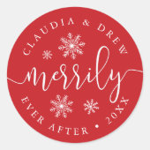 メリーリーエブアフターパーソナライズされたホリデー ラウンドシール (正面)