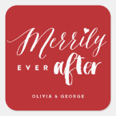 メリーリーリーエバータイポグラフィホリデー結婚ズ スクエアシール (正面)