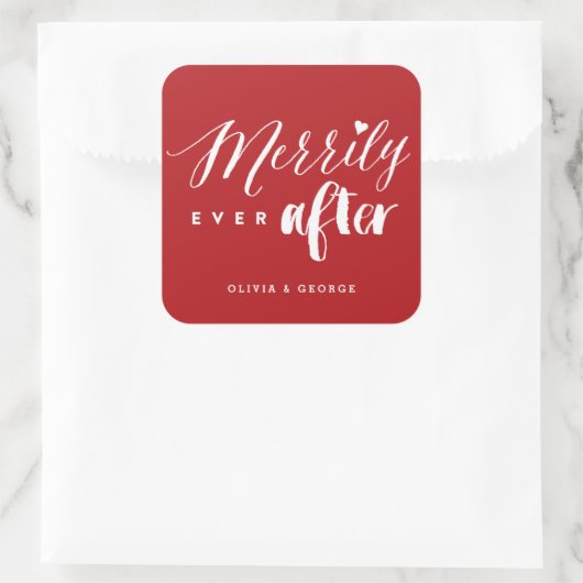 メリーリーリーエバータイポグラフィホリデー結婚ズ スクエアシール (バッグ)