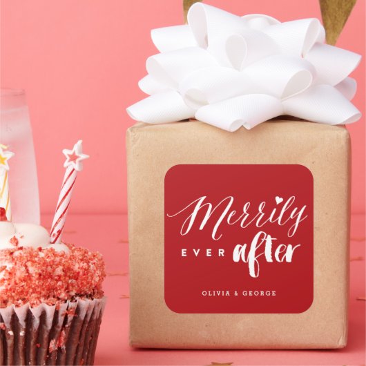 メリーリーリーエバータイポグラフィホリデー結婚ズ スクエアシール (パーティー)