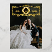 メリーリー結婚したモノグラムリース 箔シーズンカード (正面)