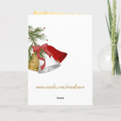 メリーロシアのクリスマスカード。鐘,ろうそく,現在 シーズンカード (裏面)