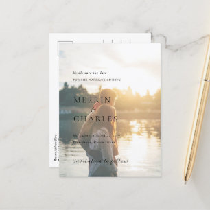 メリーンフォトエレガントなウェディング日付を保存 案内ポストカード