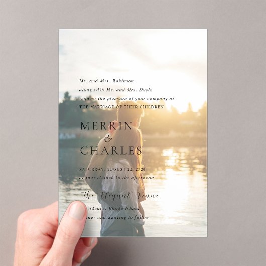メリーンフォトエレガントな結婚式 アクリル招待状 (インサイチュ (ポータブル))