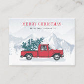 メリー企業のクリスマスレッドトラックホリデーカード 名刺 (正面)