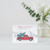 メリー企業のクリスマスレッドトラックホリデーカード 名刺 (スタンド正面)