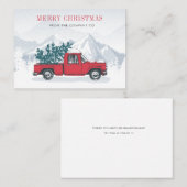 メリー企業のクリスマスレッドトラックホリデーカード 名刺 (正面/裏面)