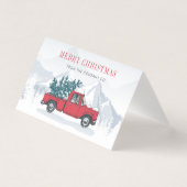 メリー企業のクリスマスレッドトラックホリデーカード 名刺 (正面)