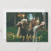 メリー休日のエレガント金ゴールドスクリプトの写真 シーズンカード (正面)