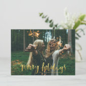 メリー休日のエレガント金ゴールドスクリプトの写真 シーズンカード (スタンド正面)