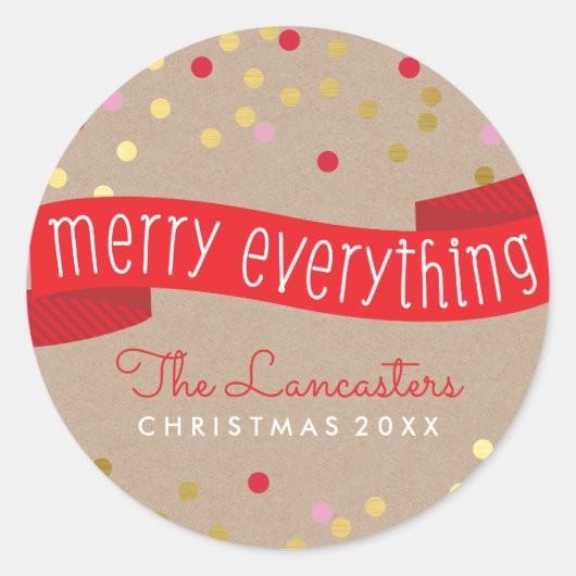 メリー休日バナスタイリッシュ金ゴールドクラフト ラウンドシール (正面)