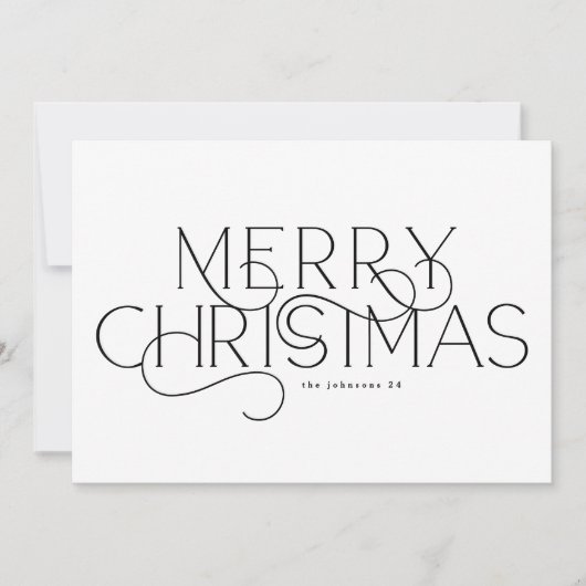 メリー伝統的エレガント1枚のタイポグラフィ シーズンカード (正面)