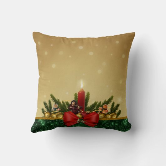 メリー伝統的クリスマスの紅葉と装飾 クッション (裏面)