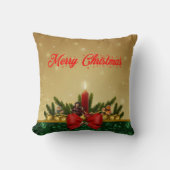 メリー伝統的クリスマスの紅葉と装飾 クッション (正面)