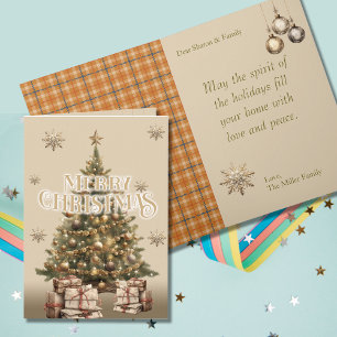 メリー伝統的クリスマスアンティーク暖かい金ゴールド カード