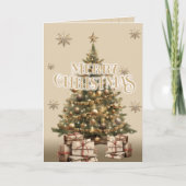 メリー伝統的クリスマスアンティーク暖かい金ゴールド カード (正面)