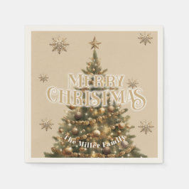 メリー伝統的クリスマスアンティーク金ゴールドカスタム スタンダードカクテルナプキン