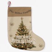 メリー伝統的クリスマスアンティーク金ゴールドカスタム スモールクリスマスストッキング (正面)