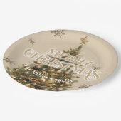 メリー伝統的クリスマスアンティーク金ゴールドカスタム ペーパープレート (アングル)