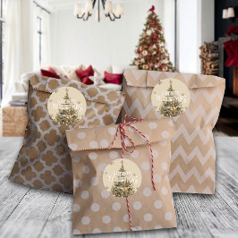 メリー伝統的クリスマスアンティーク金ゴールドカスタム ラウンドシール