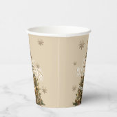 メリー伝統的クリスマスアンティーク金ゴールドカスタム 紙コップ (右)