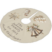 メリー伝統的クリスマスアンティーク金ゴールド ブラッシュドポリエステルツリースカート (アングル)