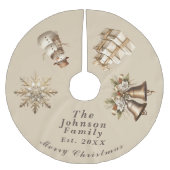 メリー伝統的クリスマスアンティーク金ゴールド ブラッシュドポリエステルツリースカート (正面)