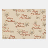 メリー伝統的クリスマスアンティーク金ゴールド ラッピングペーパーシート (正面3)