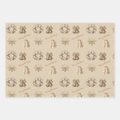 メリー伝統的クリスマスアンティーク金ゴールド ラッピングペーパーシート (正面)