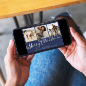 メリー伝統的クリスマス海軍ブループレイド写真 シーズンカード