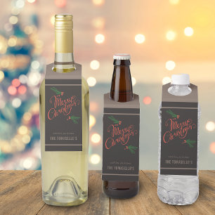 メリー伝統的スクリスマスホリーベリー ボトルネックタグ