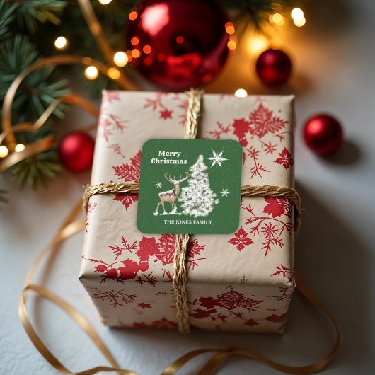 メリー伝統的素朴クリスマス スクエアシール