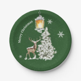 メリー伝統的素朴クリスマス ペーパープレート