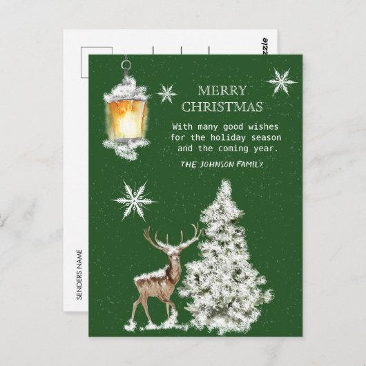 メリー伝統的素朴クリスマス ポストカード (正面/裏面)