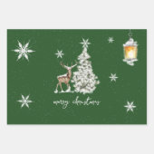 メリー伝統的素朴クリスマス ラッピングペーパーシート (正面)