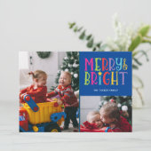 メリー光るカラフルストライプ2 – フォトクリスマス シーズンカード (スタンド正面)