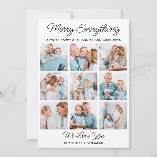 メリー全ての祖父母9写真クリスマス シーズンカード (正面)