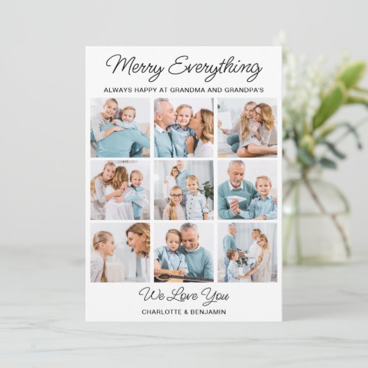 メリー全ての祖父母9写真クリスマス シーズンカード (スタンド正面)