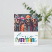 メリー全カラフルタイポグラフィモダン写真 シーズンポストカード (スタンド正面)