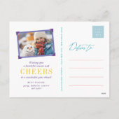 メリー全カラフルタイポグラフィモダン写真 シーズンポストカード (裏面)