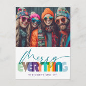メリー全カラフルタイポグラフィモダン写真 シーズンポストカード (正面)