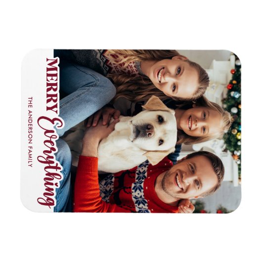 メリー全パーソナライズされたモダン家族の写真 マグネット (横)