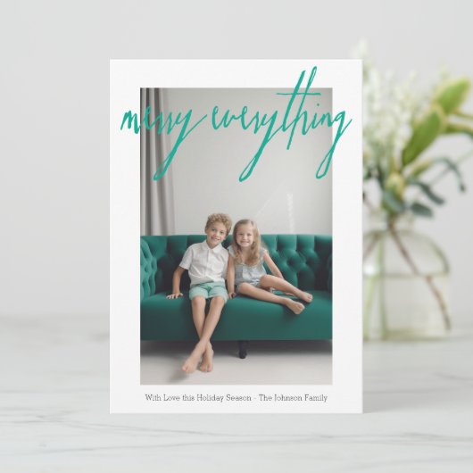 メリー全モダン部クリスマス4写真カラフル シーズンカード (スタンド正面)