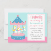 メリー円形、回転木馬の誕生日のパーティの招待状は行きます 招待状 (正面)